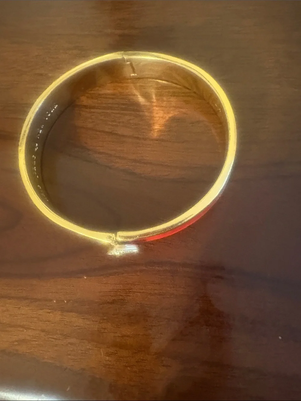 Kate Spade Gold-Tone Red Enamel Bangle Bracelet with Pave Heart Accent - Picture 4 of 4